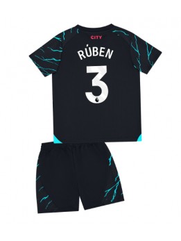 Manchester City Ruben Dias #3 Ausweichtrikot für Kinder 2023-24 Kurzarm (+ Kurze Hosen)